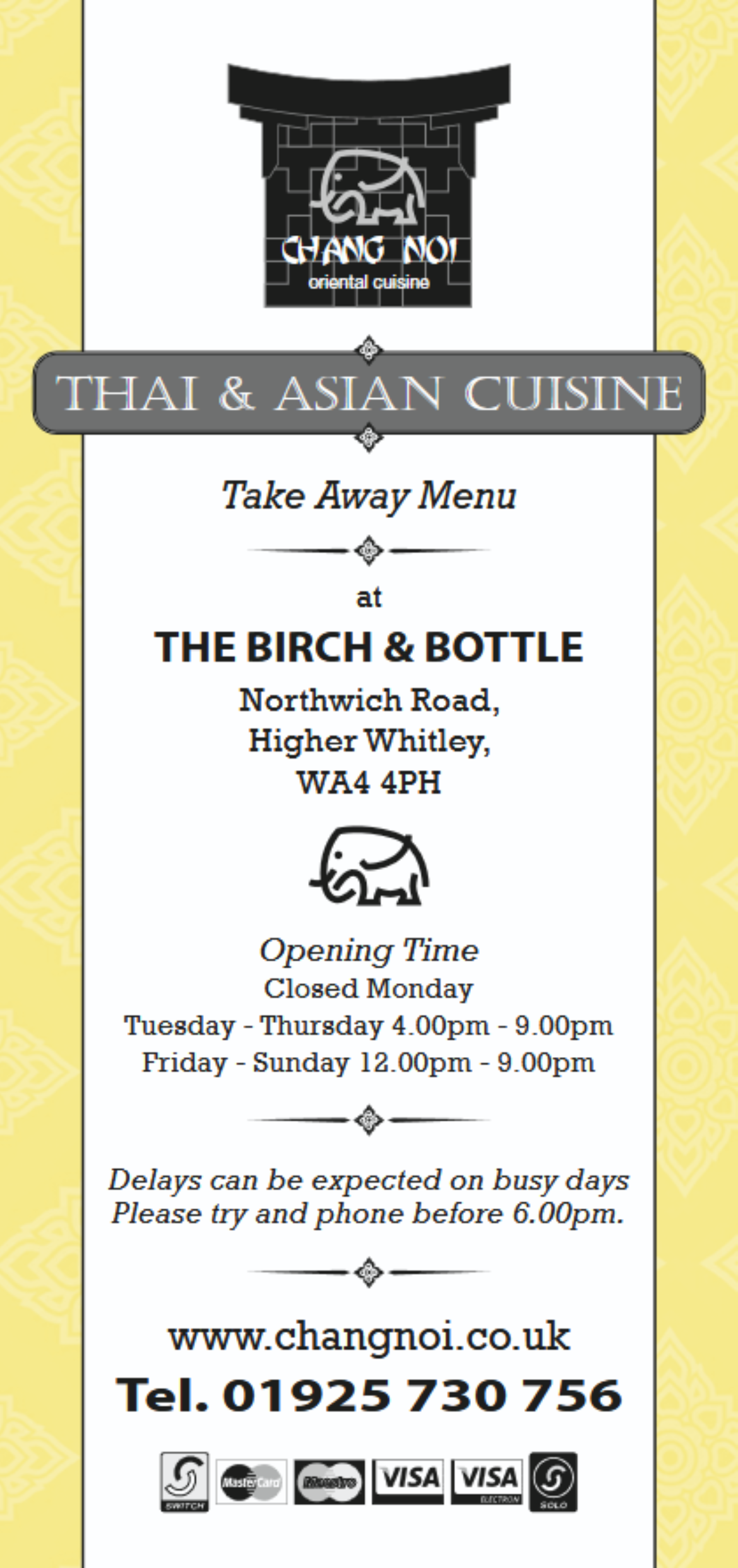 Chang Noi Takeaway Menu