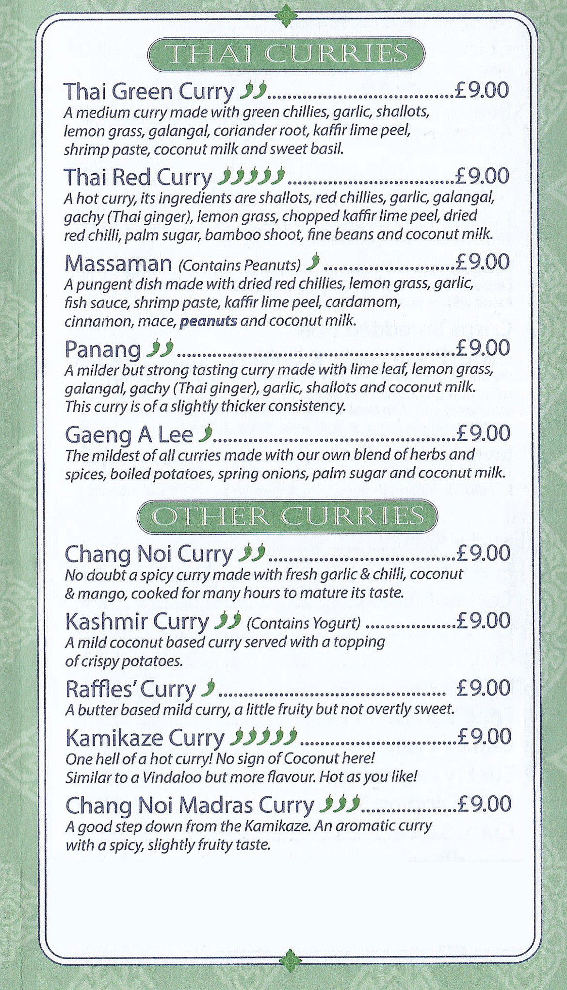 Chang Noi Takeaway Menu