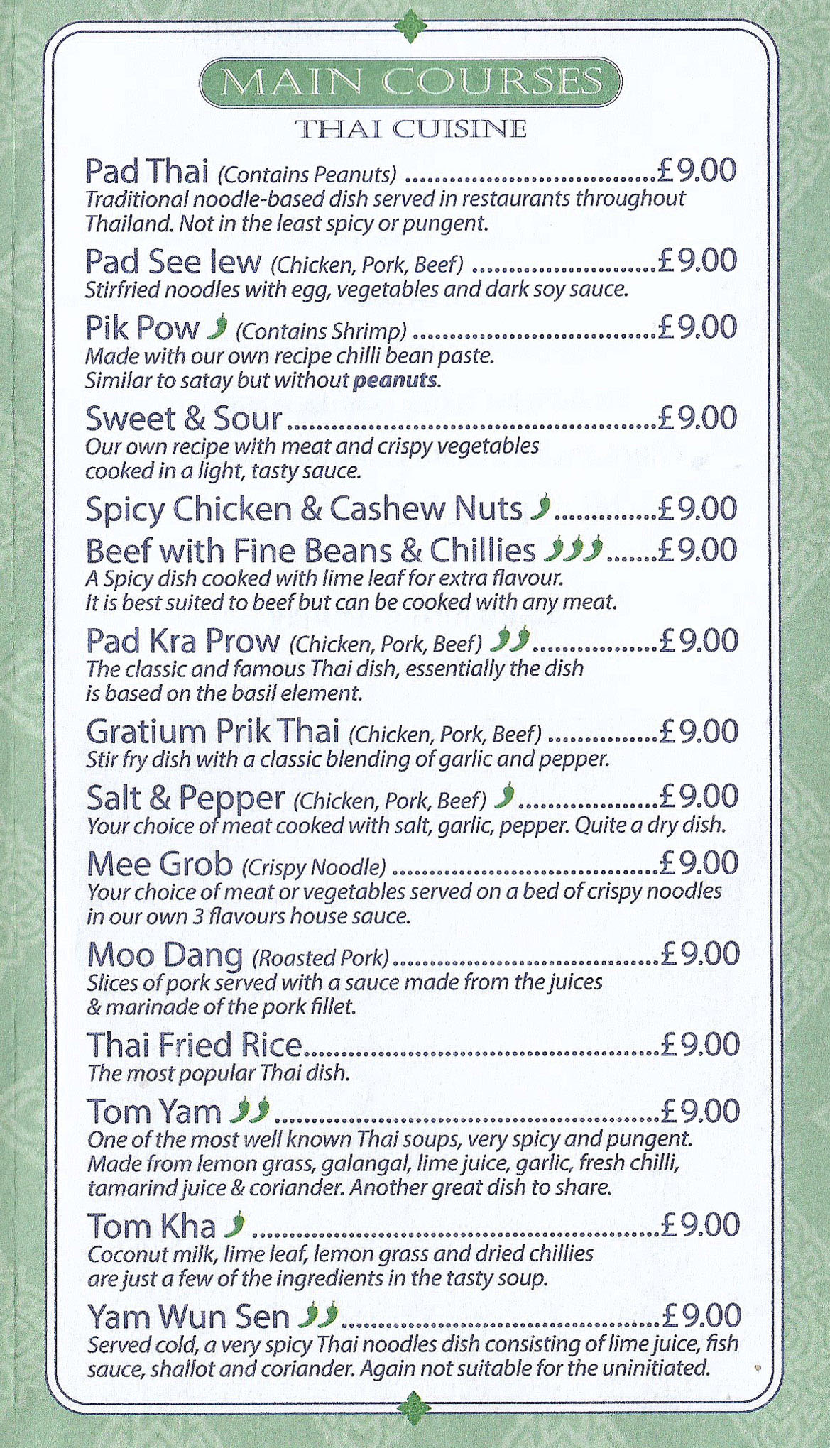 Chang Noi Takeaway Menu