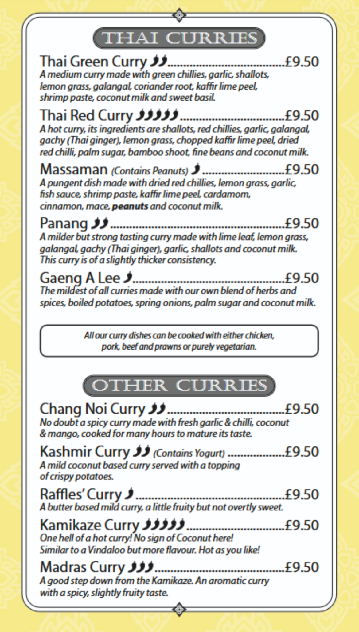 Chang Noi Takeaway Menu
